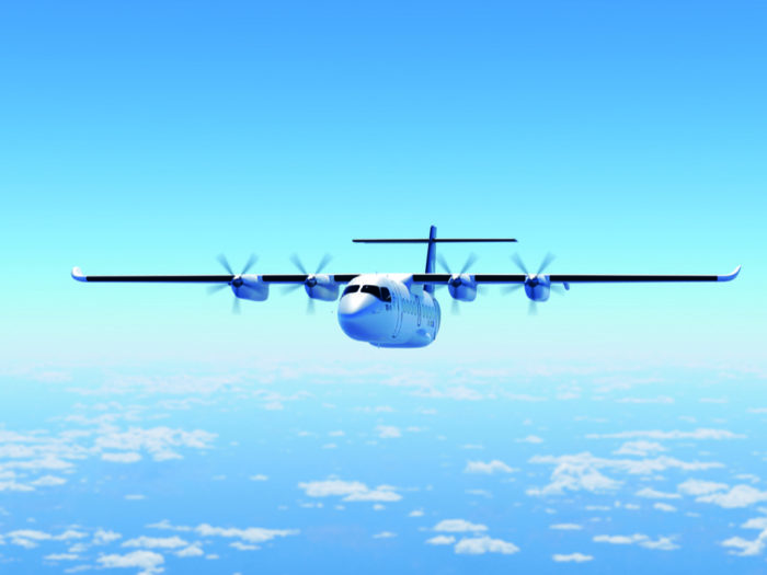 Här en modell av det plan som svenska Hearth Aerospace håller på att utveckla. Målet är att planet, med plats för 19 resenärer, ska vara certifierat för passagerartrafik 2025.