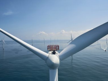 Vattenfalls vindkraftspark Horns Rev 3 utanför den jylländska västkusten har en kapacitet på 407 MW. Parken invigdes officiellt 2019. Foto: Vattenfall